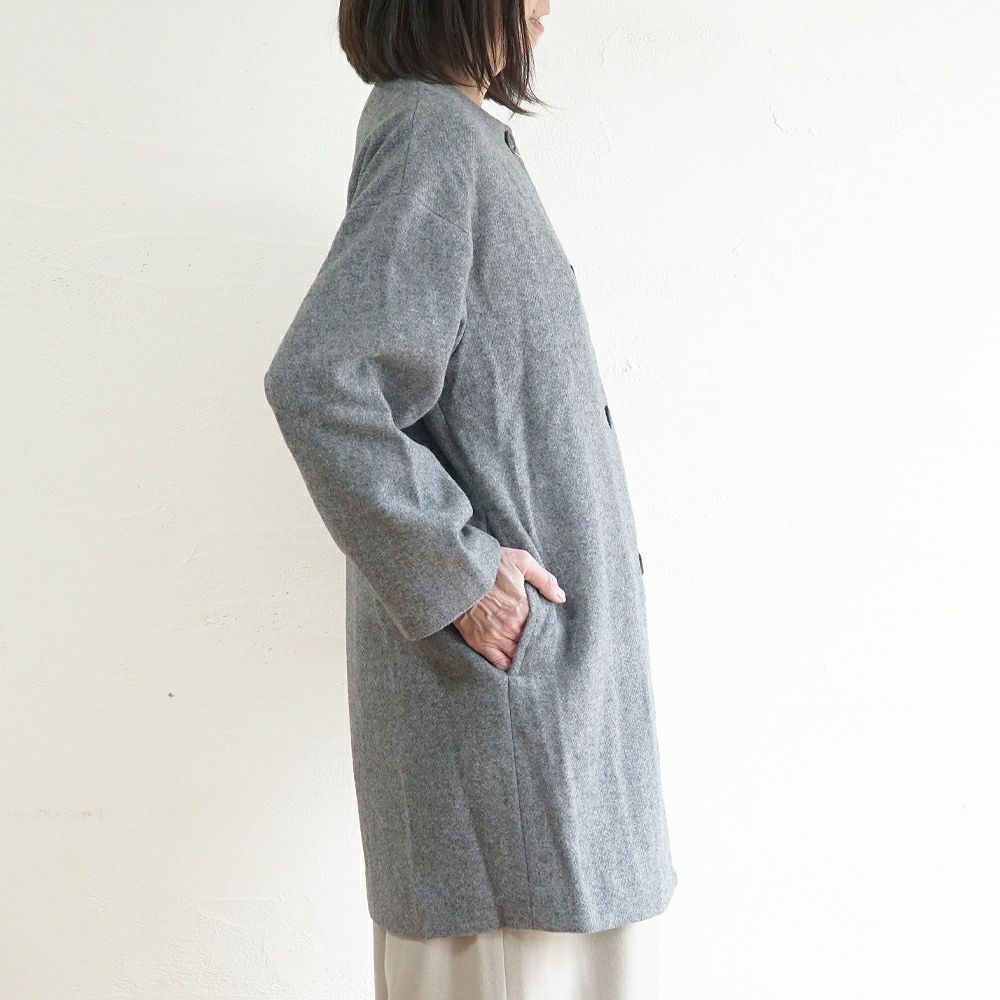 Branch m‘.,ブランチエム,ナチュラル,30代,40代,50代,60代,ウール,ゆったり,コート,ノーカラーコート,クルーネックコート,ウールコート,