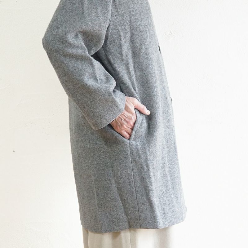 Branch m‘.,ブランチエム,ナチュラル,30代,40代,50代,60代,ウール,ゆったり,コート,ノーカラーコート,クルーネックコート,ウールコート,