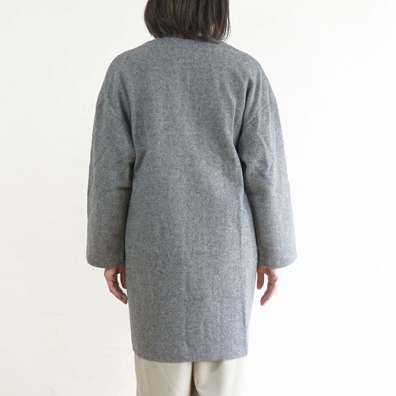 Branch m‘.,ブランチエム,ナチュラル,30代,40代,50代,60代,ウール,ゆったり,コート,ノーカラーコート,クルーネックコート,ウールコート,