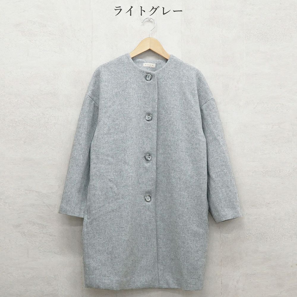 Branch m‘.,ブランチエム,ナチュラル,30代,40代,50代,60代,ウール,ゆったり,コート,ノーカラーコート,クルーネックコート,ウールコート,