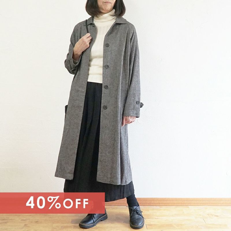 Branch m‘.,ブランチエム,ナチュラル,30代,40代,50代,60代,リネン,ゆったり,麻,コート,ステンカラーコート,ロングコート,