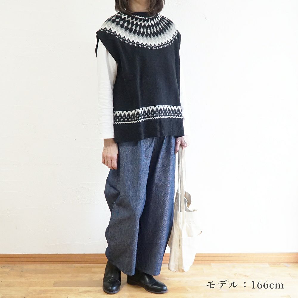 Branch m‘.,ブランチエム,ナチュラル,30代,40代,50代,60代,ウール,ゆったり,ベスト,2wayベスト,ニットベスト,ノルディック,ノルディック柄,