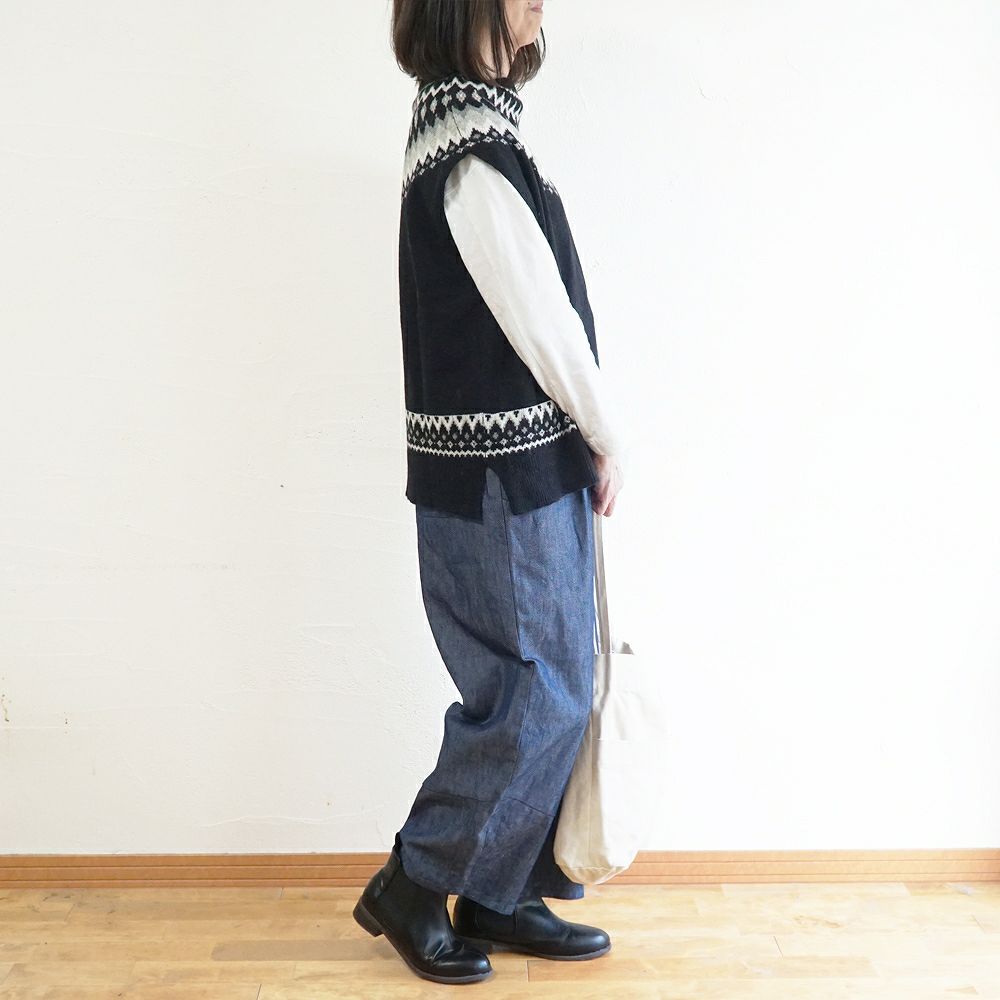 Branch m‘.,ブランチエム,ナチュラル,30代,40代,50代,60代,ウール,ゆったり,ベスト,2wayベスト,ニットベスト,ノルディック,ノルディック柄,