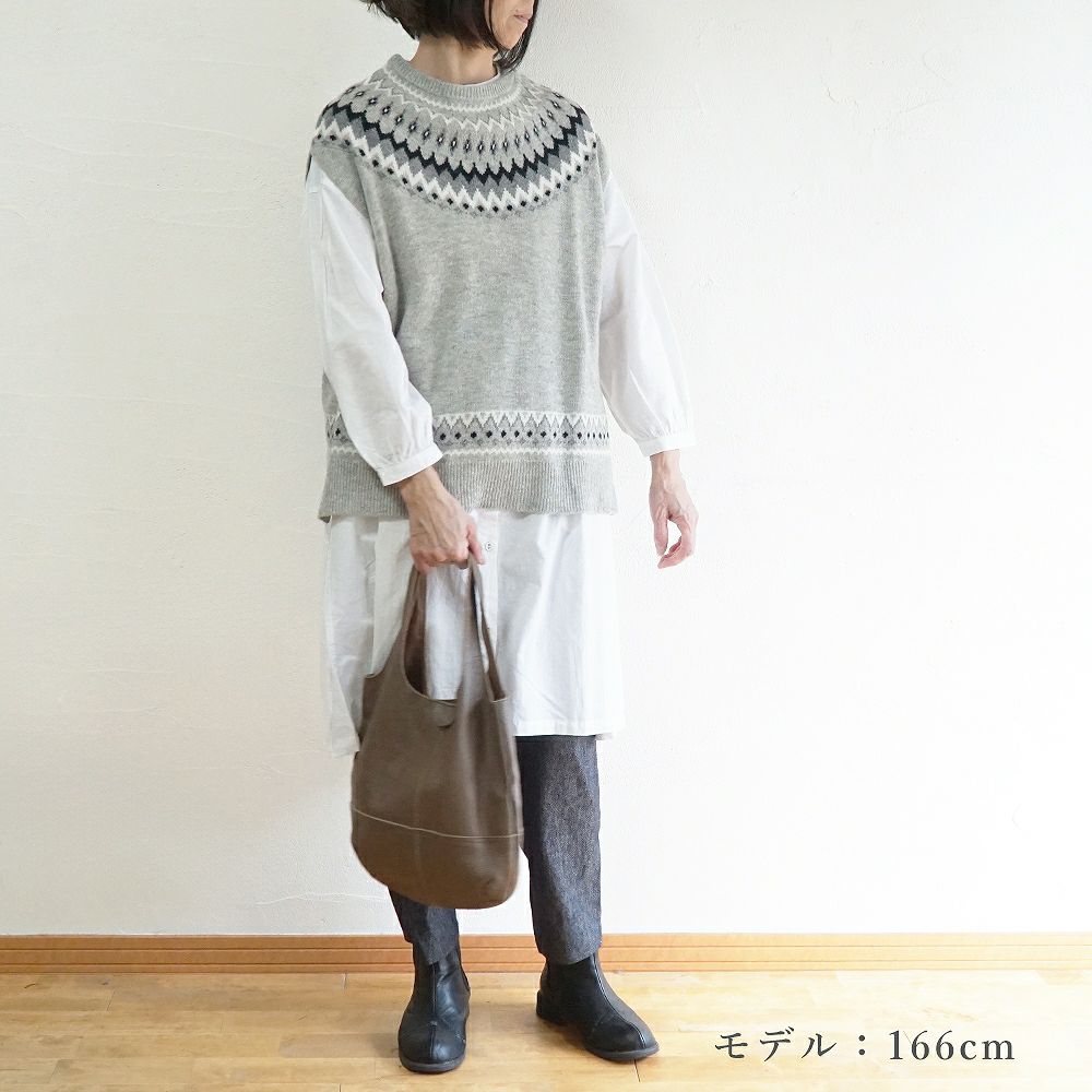 Branch m‘.,ブランチエム,ナチュラル,30代,40代,50代,60代,ウール,ゆったり,ベスト,2wayベスト,ニットベスト,ノルディック,ノルディック柄,
