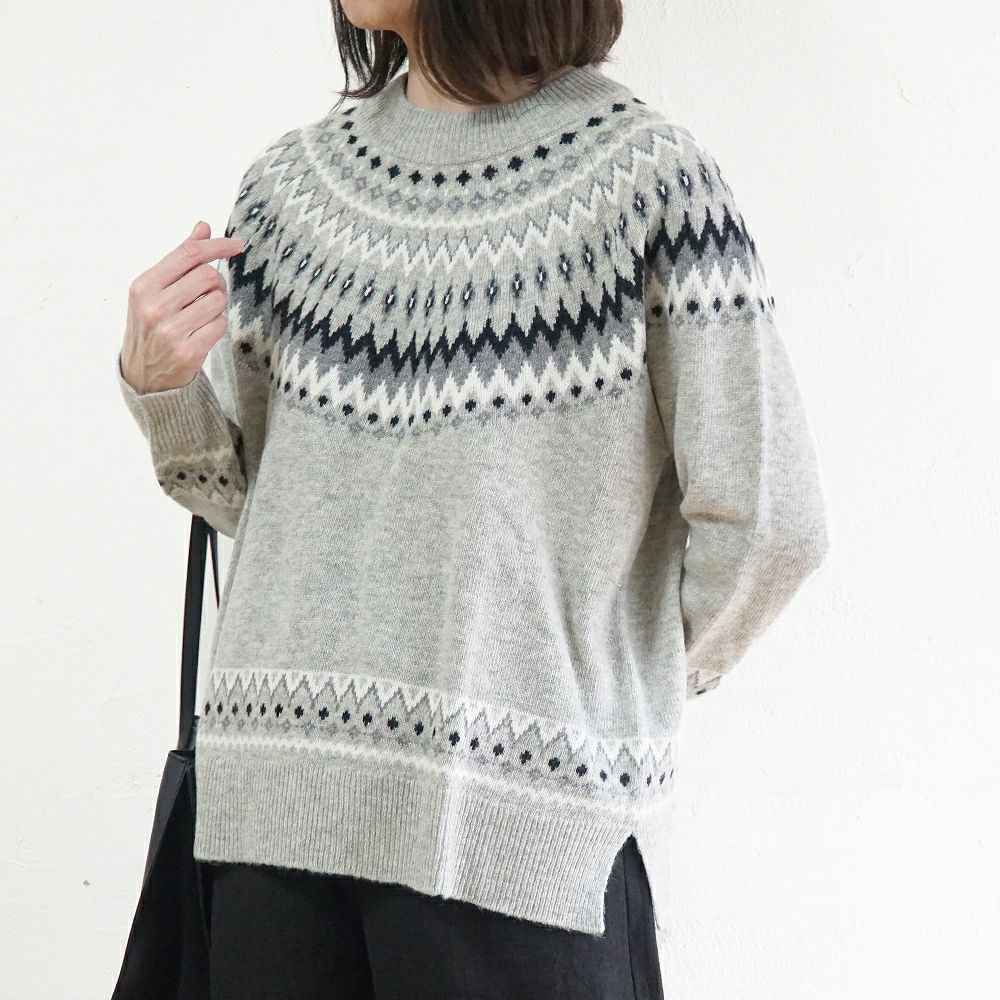 Branch m‘.,ブランチエム,ナチュラル,30代,40代,50代,60代,ウール,ゆったり,knit,ニット,ウール混,ノルディック柄,ノルディック,プルオーバー,プルオーバーニット