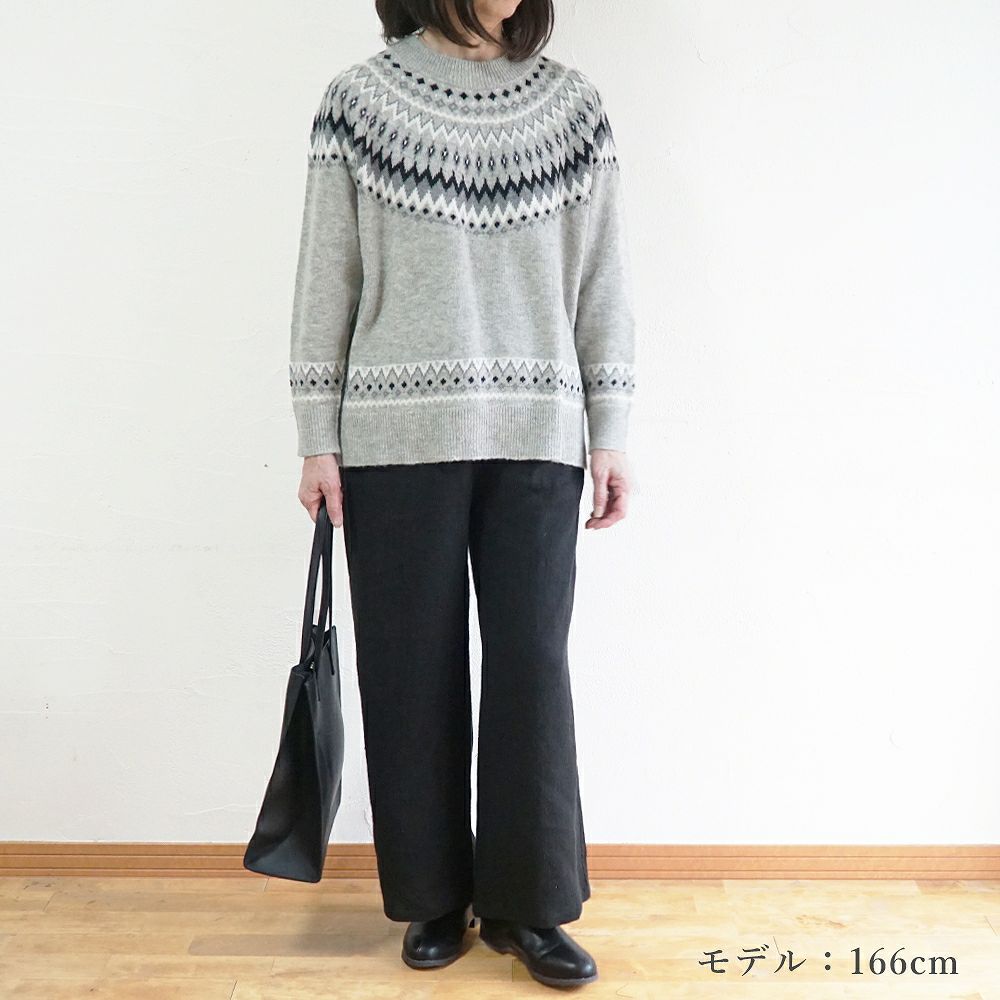 Branch m‘.,ブランチエム,ナチュラル,30代,40代,50代,60代,ウール,ゆったり,knit,ニット,ウール混,ノルディック柄,ノルディック,プルオーバー,プルオーバーニット