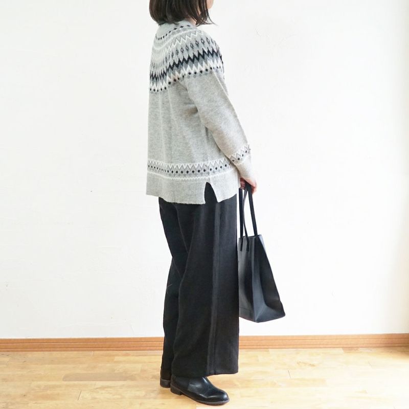 Branch m‘.,ブランチエム,ナチュラル,30代,40代,50代,60代,ウール,ゆったり,knit,ニット,ウール混,ノルディック柄,ノルディック,プルオーバー,プルオーバーニット