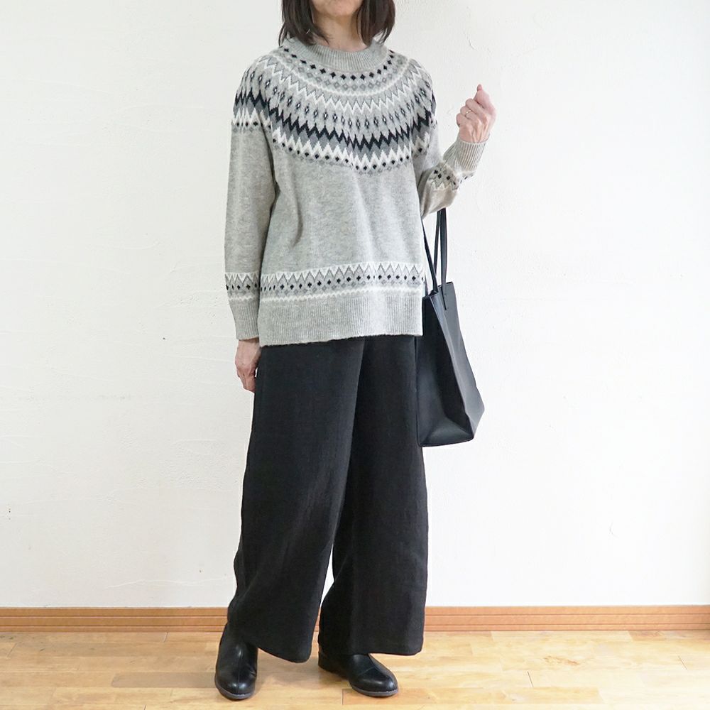 Branch m‘.,ブランチエム,ナチュラル,30代,40代,50代,60代,ウール,ゆったり,knit,ニット,ウール混,ノルディック柄,ノルディック,プルオーバー,プルオーバーニット