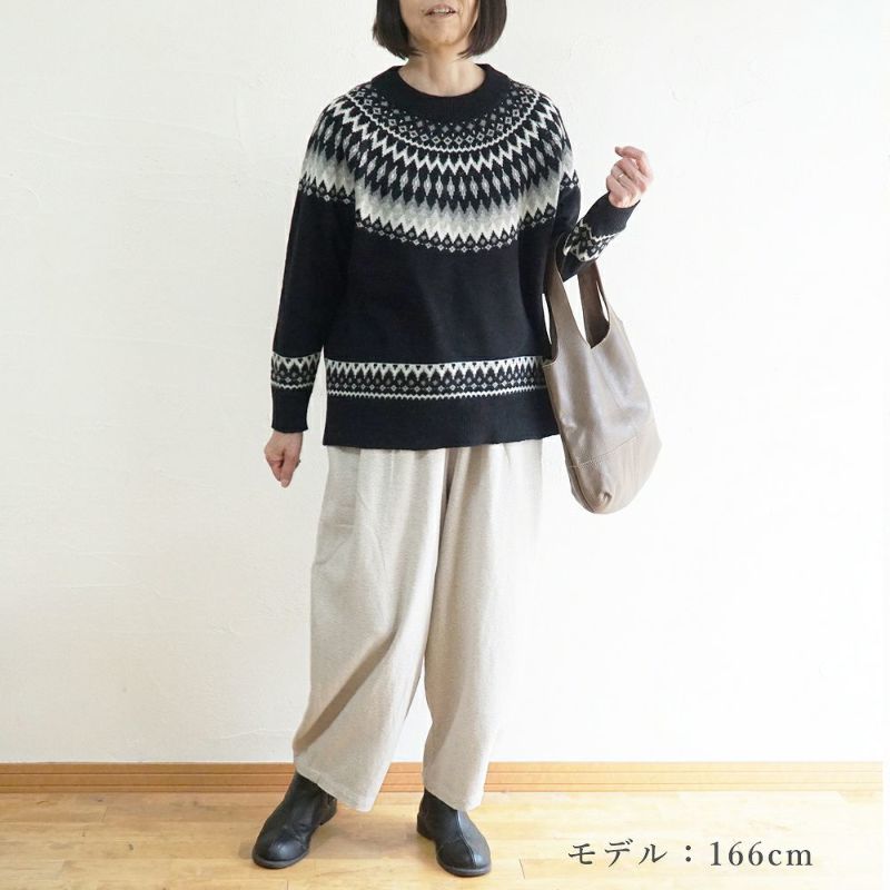 Branch m‘.,ブランチエム,ナチュラル,30代,40代,50代,60代,ウール,ゆったり,knit,ニット,ウール混,ノルディック柄,ノルディック,プルオーバー,プルオーバーニット