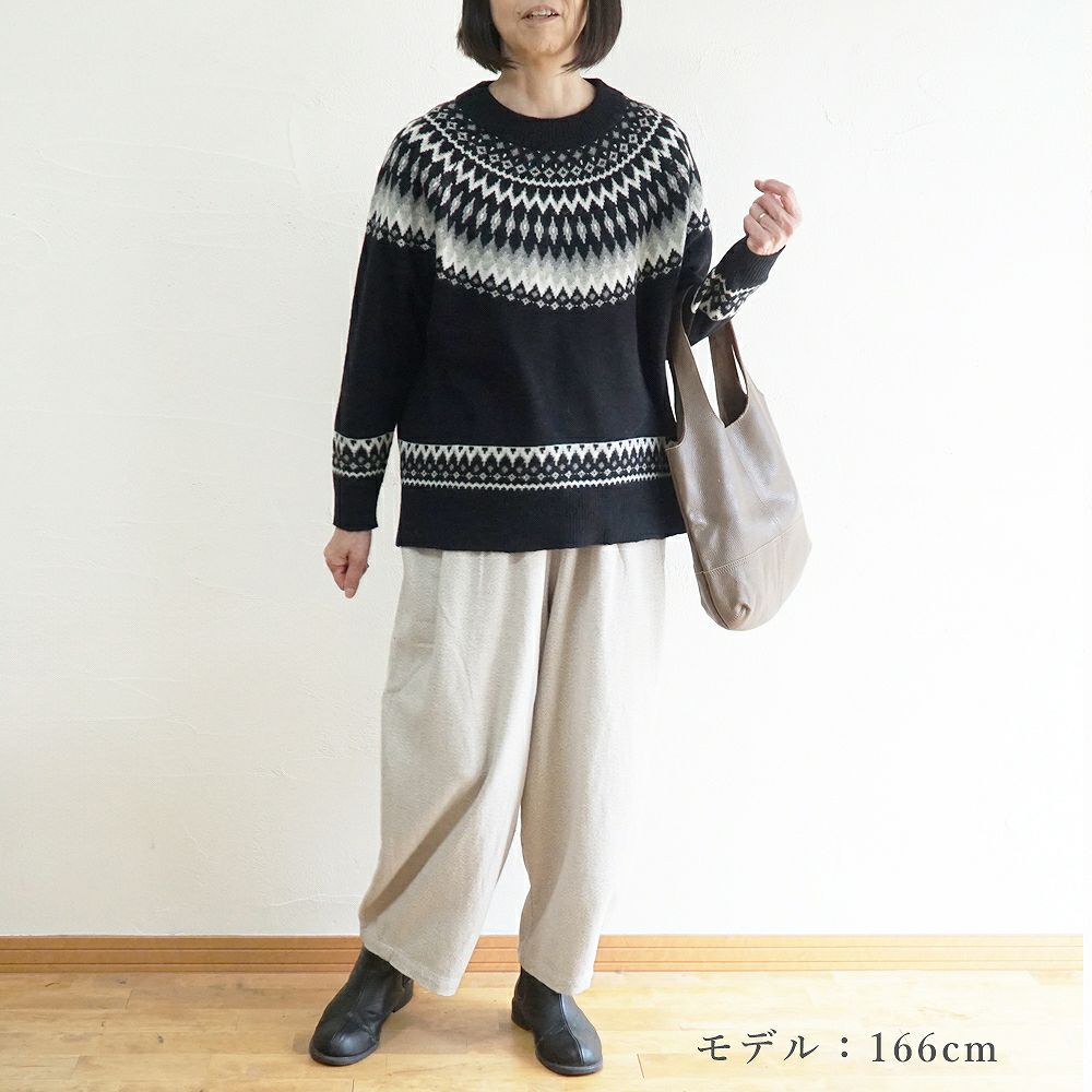 Branch m‘.,ブランチエム,ナチュラル,30代,40代,50代,60代,ウール,ゆったり,knit,ニット,ウール混,ノルディック柄,ノルディック,プルオーバー,プルオーバーニット