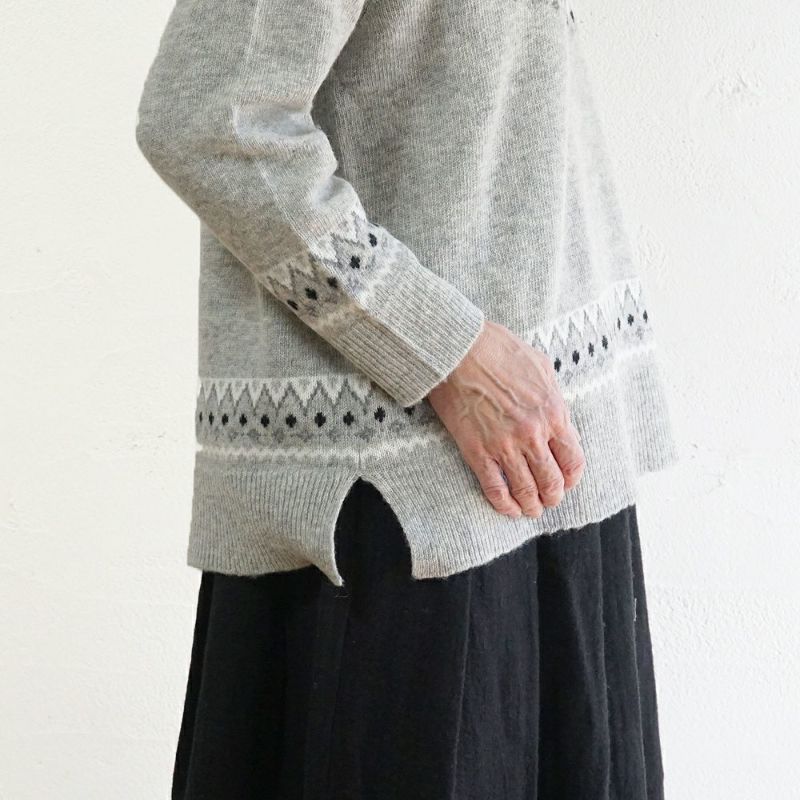 Branch m‘.,ブランチエム,ナチュラル,30代,40代,50代,60代,ウール,ゆったり,knit,ニット,ウール混,ノルディック柄,ノルディック,プルオーバー,プルオーバーニット