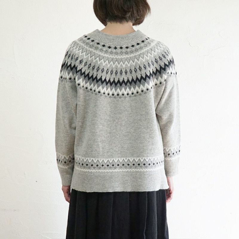 Branch m‘.,ブランチエム,ナチュラル,30代,40代,50代,60代,ウール,ゆったり,knit,ニット,ウール混,ノルディック柄,ノルディック,プルオーバー,プルオーバーニット