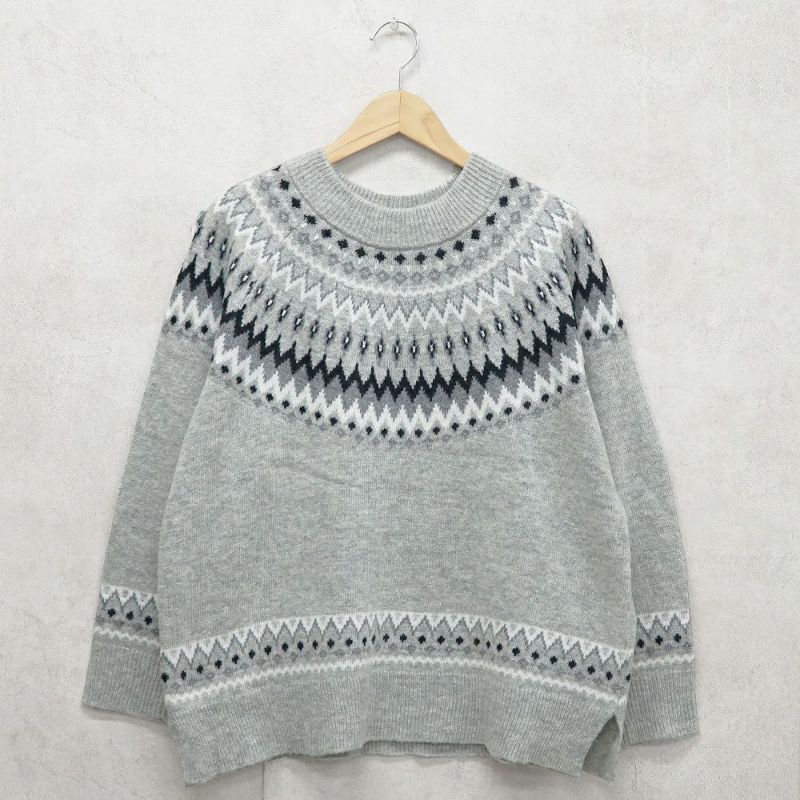 Branch m‘.,ブランチエム,ナチュラル,30代,40代,50代,60代,ウール,ゆったり,knit,ニット,ウール混,ノルディック柄,ノルディック,プルオーバー,プルオーバーニット