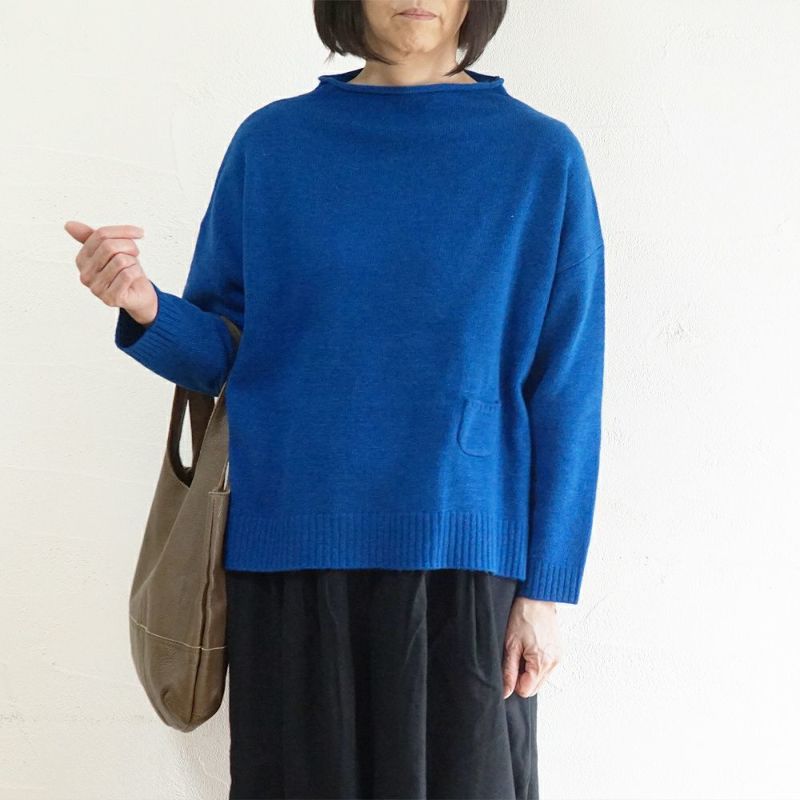 Branch m‘.,ブランチエム,ナチュラル,30代,40代,50代,60代,ウール,ゆったり,knit,ニット,ウール混,ボトルネック,プルオーバー,プルオーバーニット,カラーニット