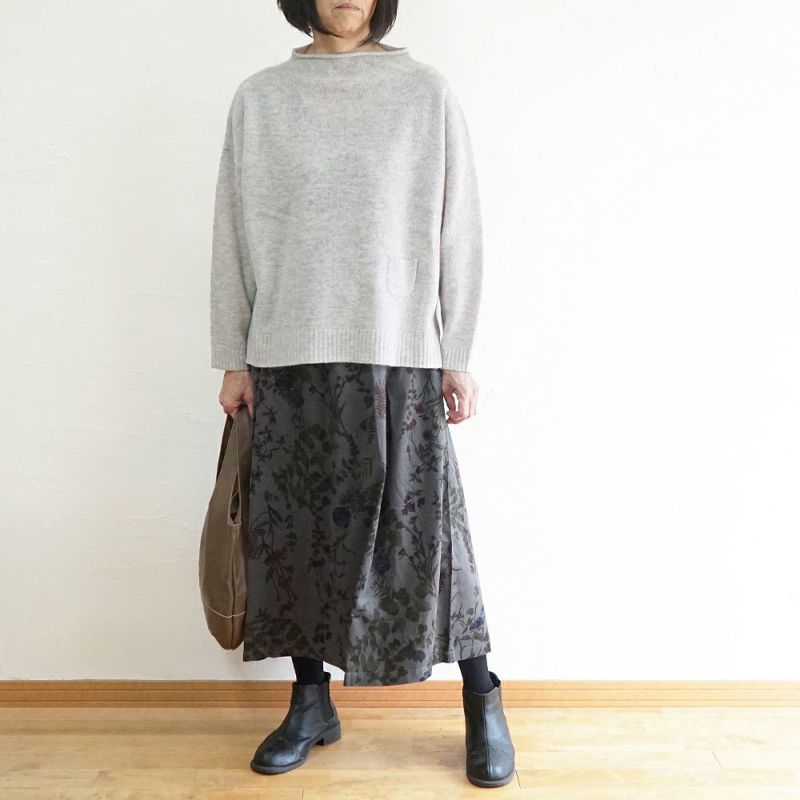 Branch m‘.,ブランチエム,ナチュラル,30代,40代,50代,60代,ウール,ゆったり,knit,ニット,ウール混,ボトルネック,プルオーバー,プルオーバーニット,カラーニット