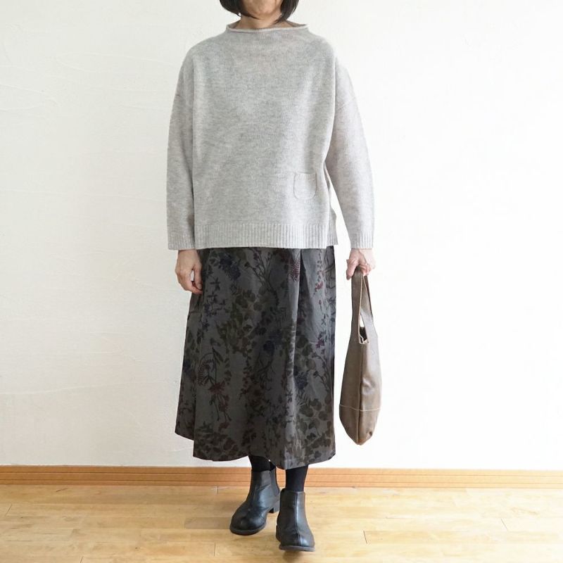 Branch m‘.,ブランチエム,ナチュラル,30代,40代,50代,60代,ウール,ゆったり,knit,ニット,ウール混,ボトルネック,プルオーバー,プルオーバーニット,カラーニット