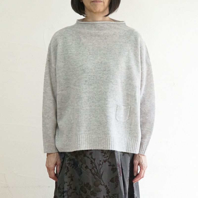 Branch m‘.,ブランチエム,ナチュラル,30代,40代,50代,60代,ウール,ゆったり,knit,ニット,ウール混,ボトルネック,プルオーバー,プルオーバーニット,カラーニット