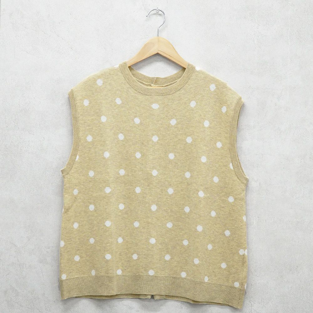 Branch m‘.,ブランチエム,ナチュラル,30代,40代,50代,60代,ウール,ゆったり,knit,ニット,ウール混,ベスト,ニットベスト,ドット柄,ドット