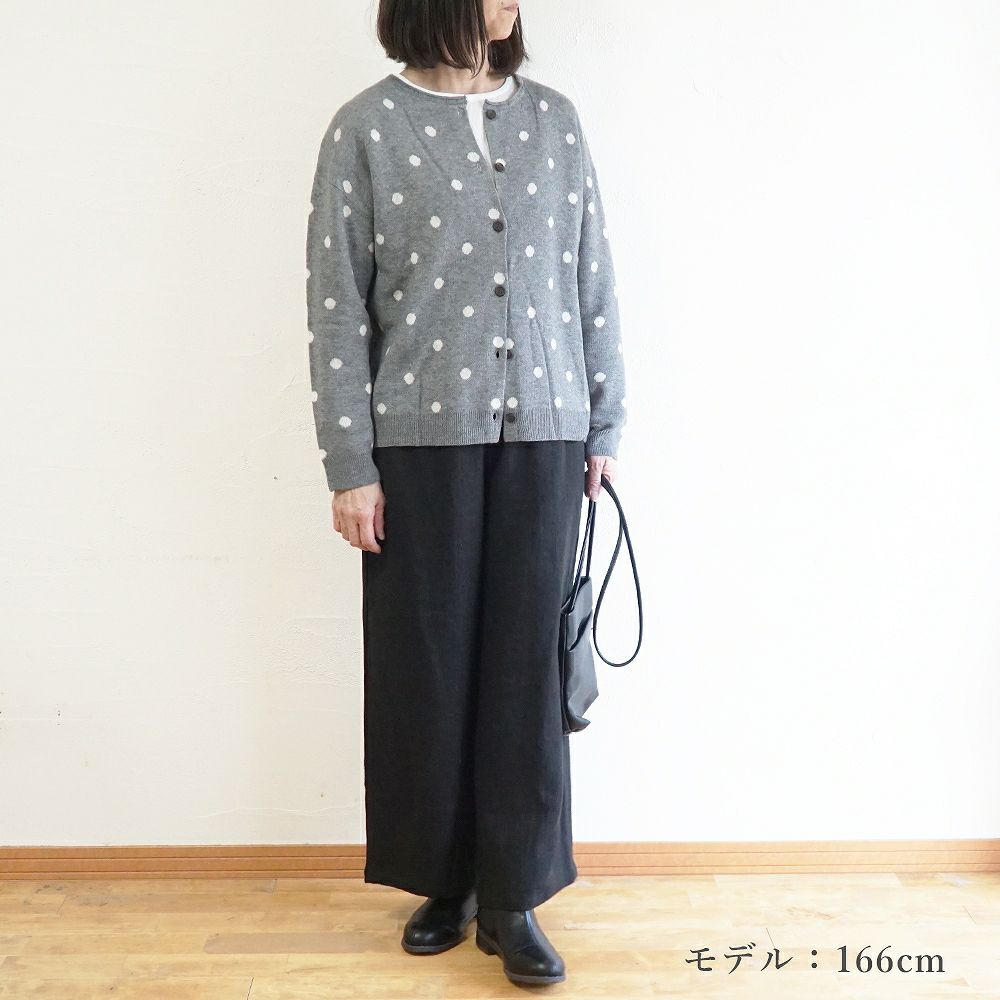 Branch m‘.,ブランチエム,ナチュラル,30代,40代,50代,60代,ウール,ゆったり,knit,ニット,ウール混,カーディガン,ニットカーディガン,ドット柄,ドット