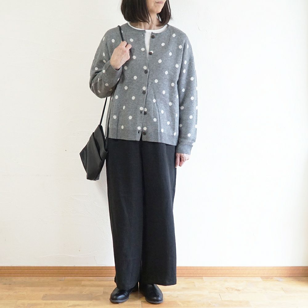 Branch m‘.,ブランチエム,ナチュラル,30代,40代,50代,60代,ウール,ゆったり,knit,ニット,ウール混,カーディガン,ニットカーディガン,ドット柄,ドット