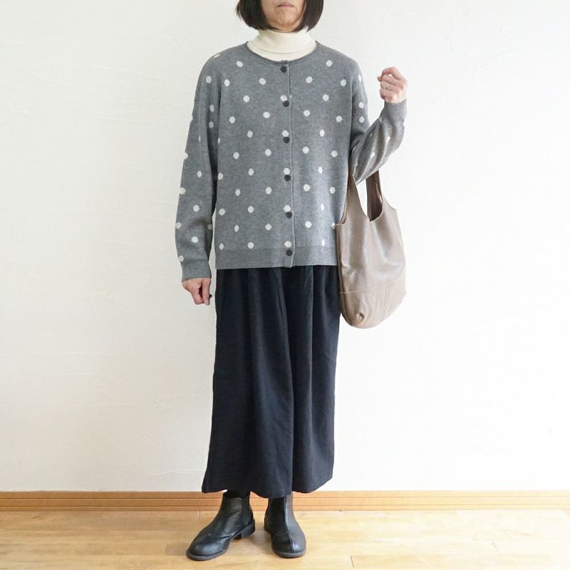 Branch m‘.,ブランチエム,ナチュラル,30代,40代,50代,60代,ウール,ゆったり,knit,ニット,ウール混,カーディガン,ニットカーディガン,ドット柄,ドット