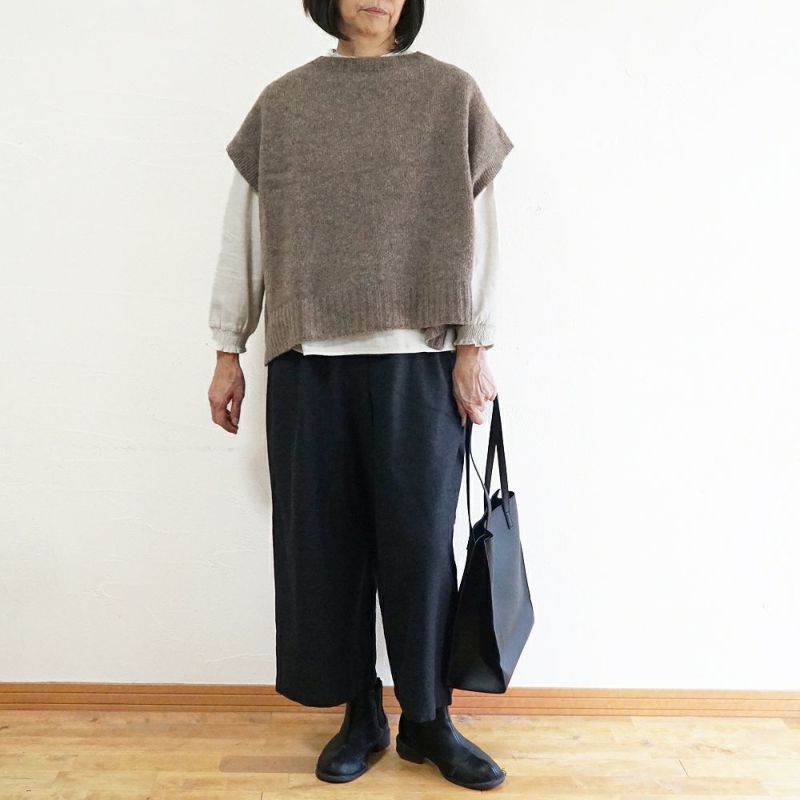 Branch m‘.,ブランチエム,ナチュラル,30代,40代,50代,60代,ウール,ゆったり,knit,ニット,ベスト,ニットベスト,ドロップベスト,SO,エスオー,