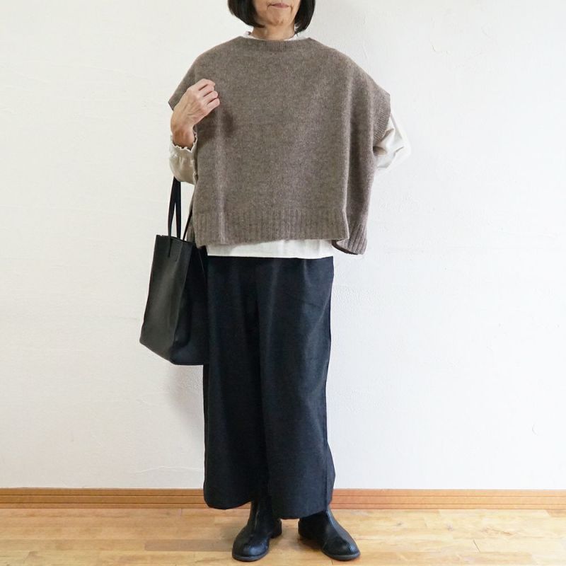 Branch m‘.,ブランチエム,ナチュラル,30代,40代,50代,60代,ウール,ゆったり,knit,ニット,ベスト,ニットベスト,ドロップベスト,SO,エスオー,