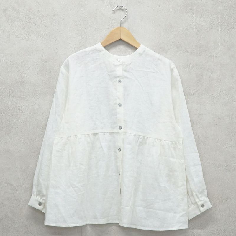 Branch m‘.,ブランチエム,ナチュラル,30代,40代,50代,60代,リネン,ゆったり,ブラウス,リネンブラウス,2way,2wayブラウス,前あきブラウス,タックブラウス,ギャザーブラウス