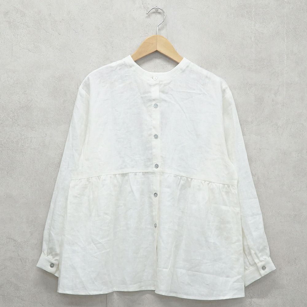 Branch m‘.,ブランチエム,ナチュラル,30代,40代,50代,60代,リネン,ゆったり,ブラウス,リネンブラウス,2way,2wayブラウス,前あきブラウス,タックブラウス,ギャザーブラウス