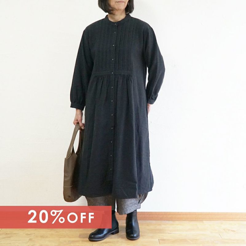 Branch m‘.,ブランチエム,ナチュラル,30代,40代,50代,60代,コットン,ゆったり,綿,起毛,コットンリネン,綿麻,ワンピース,シャツワンピース,ピンタックワンピース,