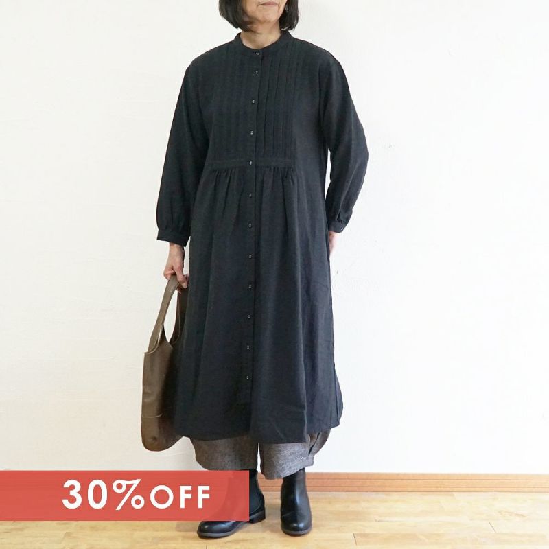 Branch m‘.,ブランチエム,ナチュラル,30代,40代,50代,60代,コットン,ゆったり,綿,起毛,コットンリネン,綿麻,ワンピース,シャツワンピース,ピンタックワンピース,
