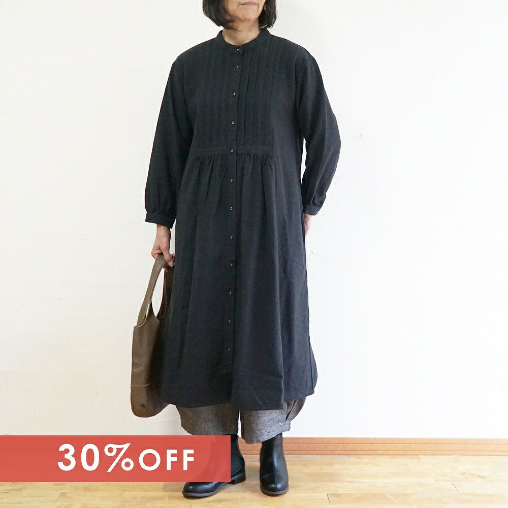 Branch m‘.,ブランチエム,ナチュラル,30代,40代,50代,60代,コットン,ゆったり,綿,起毛,コットンリネン,綿麻,ワンピース,シャツワンピース,ピンタックワンピース,