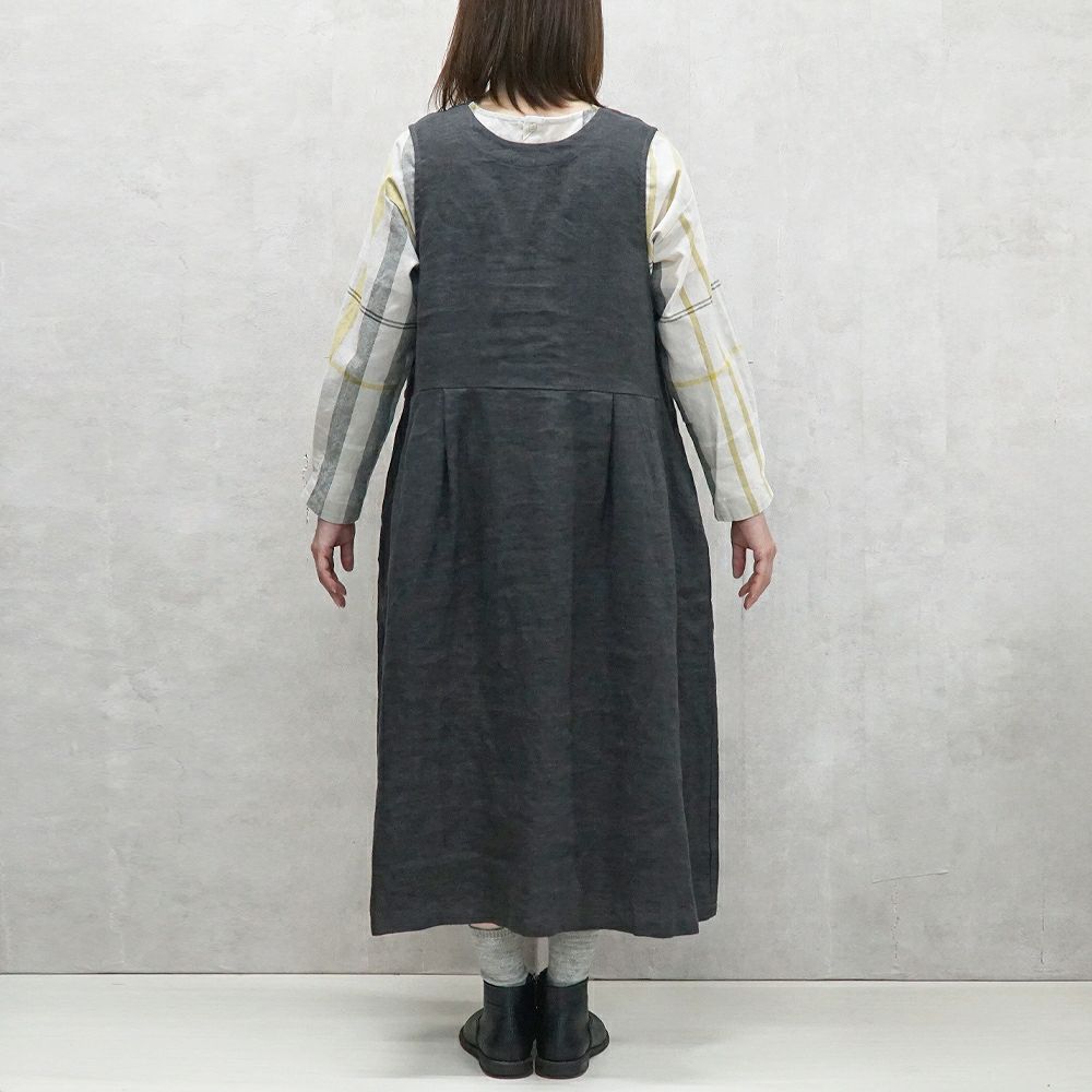 Branch m‘.,ブランチエム,ナチュラル,30代,40代,50代,60代,リネン,ゆったり,麻,起毛,リネンワンピース,ノースリーブワンピース,ジャンパースカート,2way,2wayワンピース,Vネックワンピース