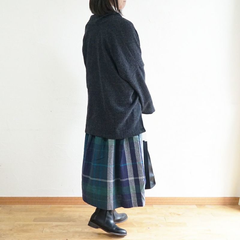 Branch m‘.,ブランチエム,ナチュラル,30代,40代,50代,60代,コットン,ゆったり,綿,チェック,チェック柄,チェックスカート,スカート,フレアスカート,タックスカート,