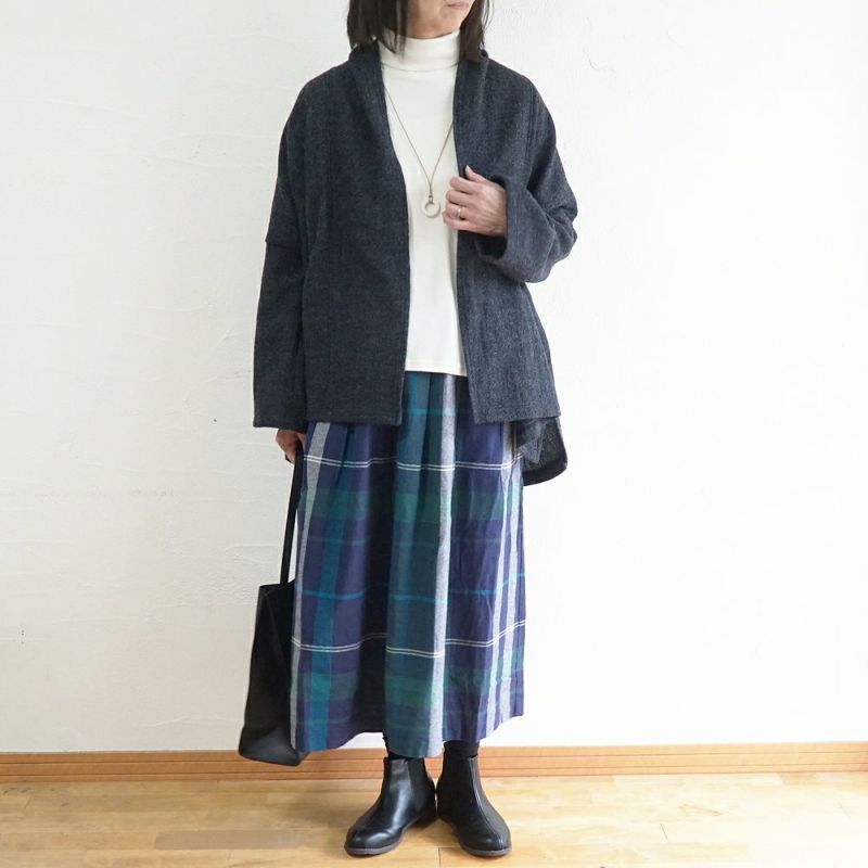 Branch m‘.,ブランチエム,ナチュラル,30代,40代,50代,60代,コットン,ゆったり,綿,チェック,チェック柄,チェックスカート,スカート,フレアスカート,タックスカート,