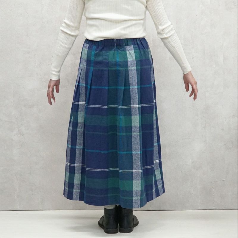 Branch m‘.,ブランチエム,ナチュラル,30代,40代,50代,60代,コットン,ゆったり,綿,チェック,チェック柄,チェックスカート,スカート,フレアスカート,タックスカート,