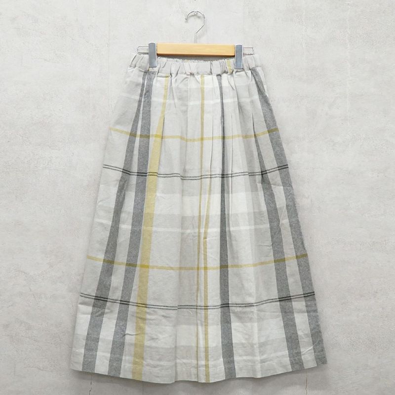 Branch m‘.,ブランチエム,ナチュラル,30代,40代,50代,60代,コットン,ゆったり,綿,チェック,チェック柄,チェックスカート,スカート,フレアスカート,タックスカート,