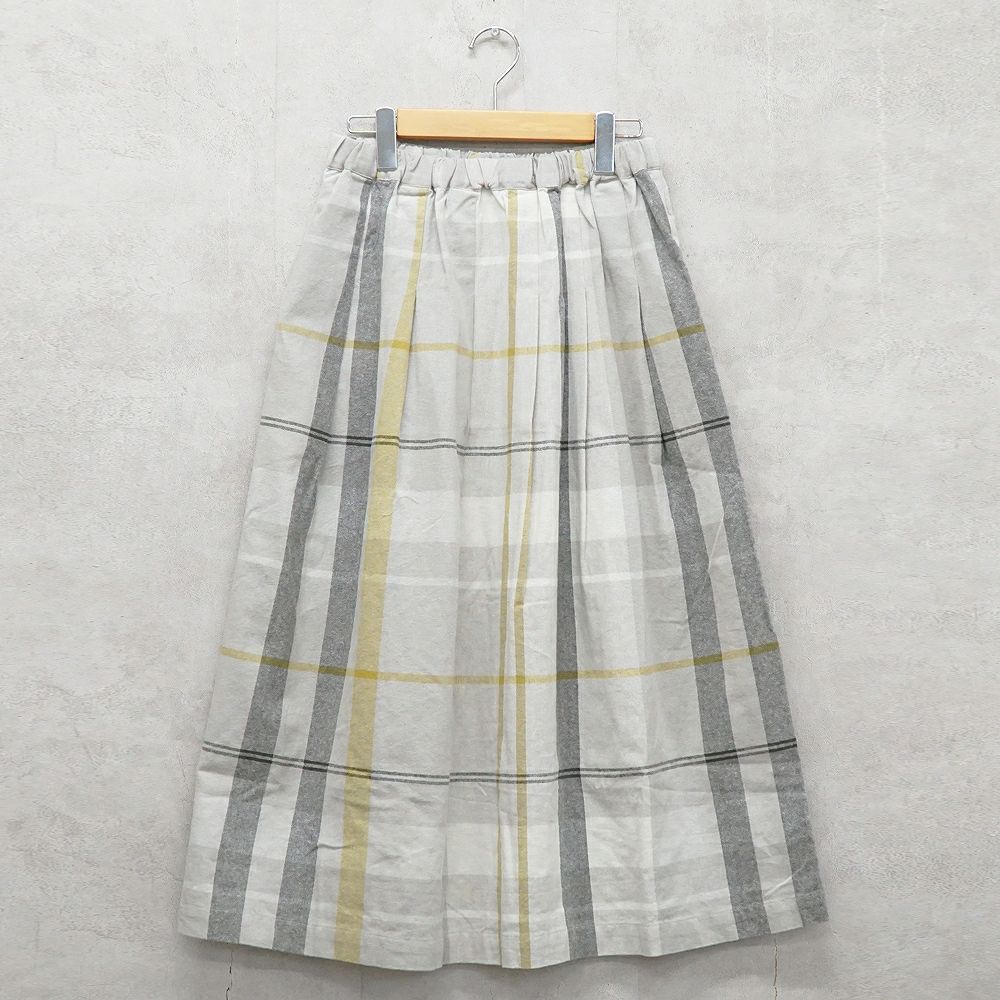 Branch m‘.,ブランチエム,ナチュラル,30代,40代,50代,60代,コットン,ゆったり,綿,チェック,チェック柄,チェックスカート,スカート,フレアスカート,タックスカート,
