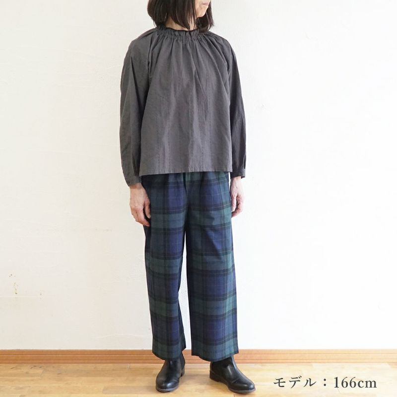 Branch m‘.,ブランチエム,ナチュラル,30代,40代,50代,60代,コットン,ゆったり,綿,チェック,チェック柄,パンツ,ワイドパンツ,ブラックウォッチ