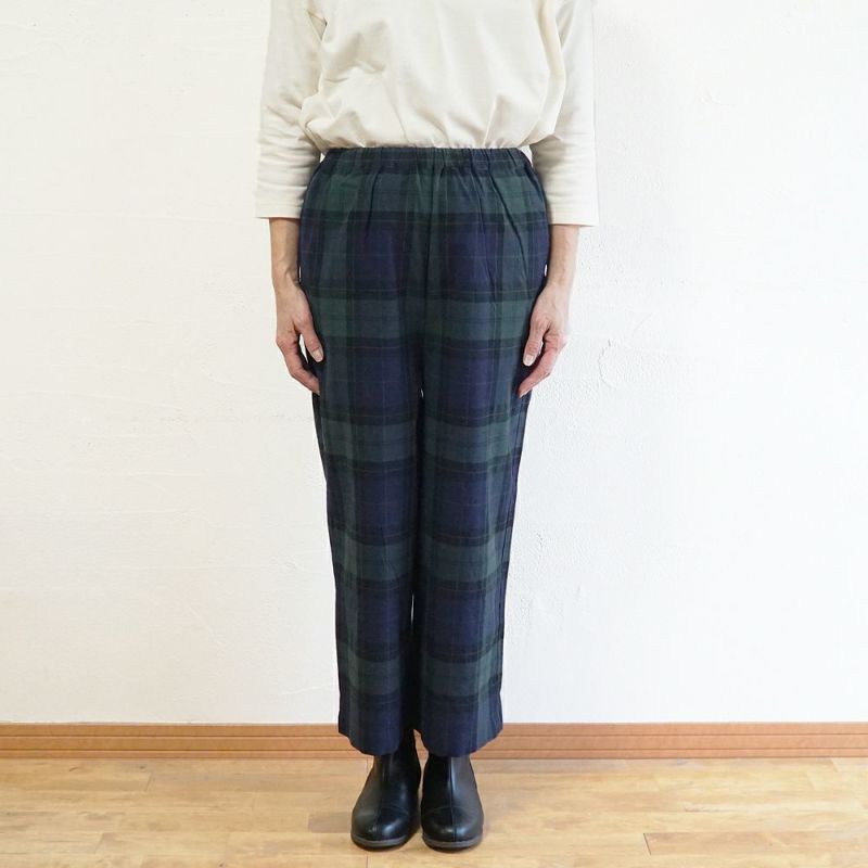 Branch m‘.,ブランチエム,ナチュラル,30代,40代,50代,60代,コットン,ゆったり,綿,チェック,チェック柄,パンツ,ワイドパンツ,ブラックウォッチ