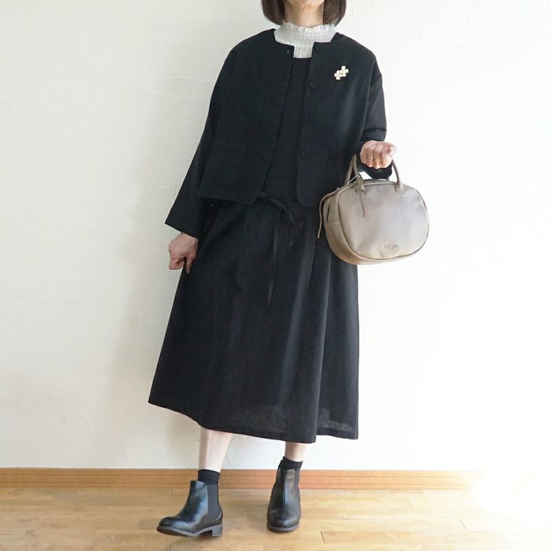 Branch m‘.,ブランチエム,ナチュラル,30代,40代,50代,60代,リネン,ゆったり,ジャケット,リネンジャケット,クルーネックジャケット,ノーカラージャケット,ショート丈,ショートジャケット,フォーマル,オケージョン,セットアップ