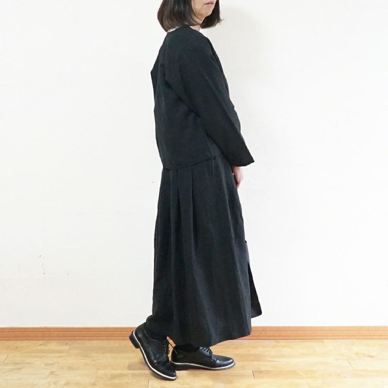 Branch m‘.,ブランチエム,ナチュラル,30代,40代,50代,60代,リネン,ゆったり,ジャケット,リネンジャケット,クルーネックジャケット,ノーカラージャケット,ショート丈,ショートジャケット,フォーマル,オケージョン,セットアップ