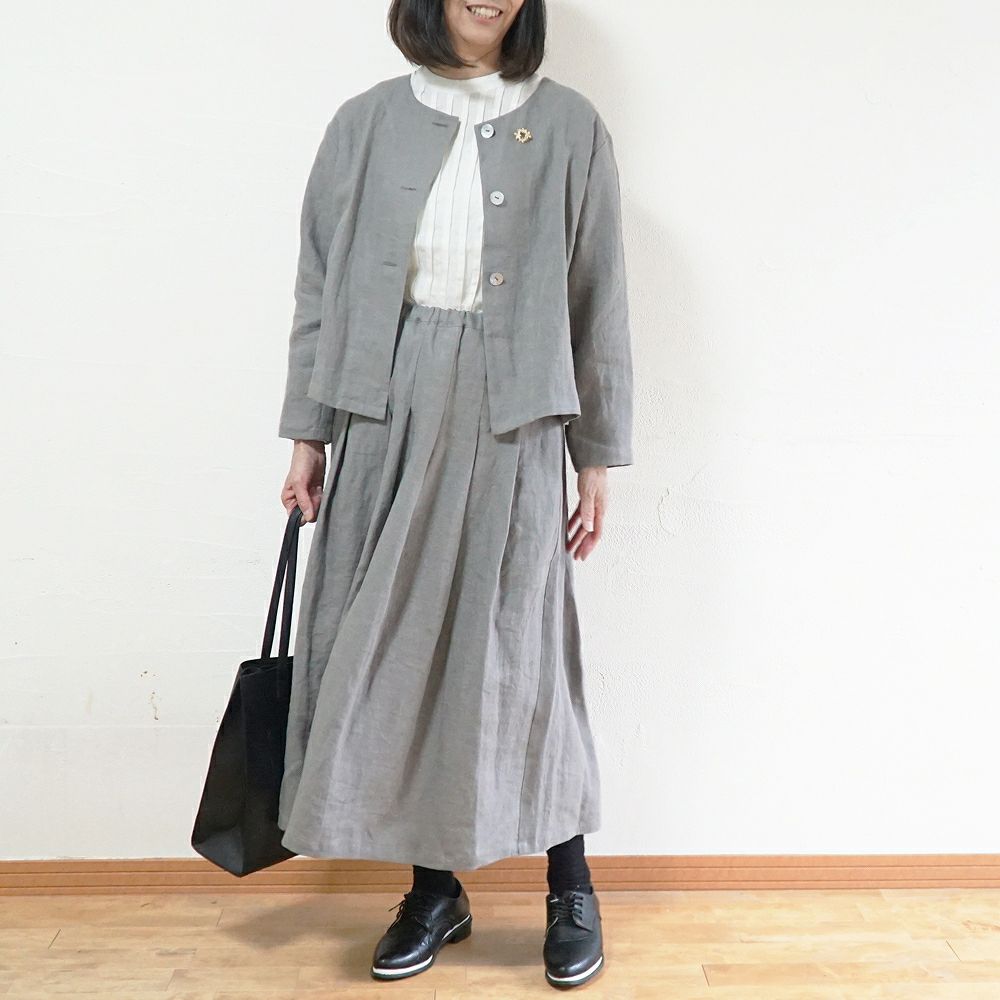 Branch m‘.,ブランチエム,ナチュラル,30代,40代,50代,60代,リネン,ゆったり,フォーマル,オケージョン,セットアップお仕事,スカート,リネンスカート,タックスカート,