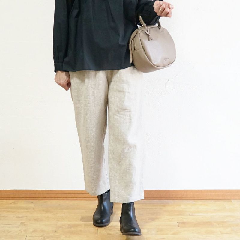 Branch m‘.,ブランチエム,ナチュラル,30代,40代,50代,60代,リネン,ゆったり,麻,pants,パンツ,テーパード,テーパードパンツ,リネンパンツ,ギンガムチェック,チェックパンツ,