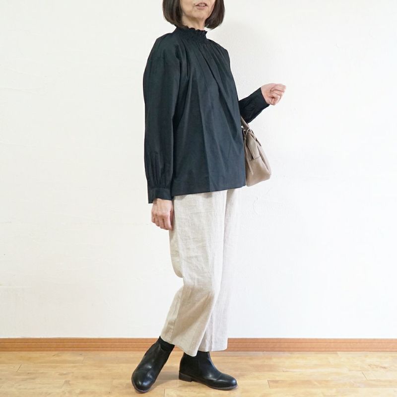 Branch m‘.,ブランチエム,ナチュラル,30代,40代,50代,60代,リネン,ゆったり,麻,pants,パンツ,テーパード,テーパードパンツ,リネンパンツ,ギンガムチェック,チェックパンツ,