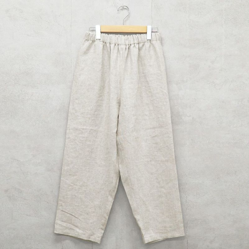 Branch m‘.,ブランチエム,ナチュラル,30代,40代,50代,60代,リネン,ゆったり,麻,pants,パンツ,テーパード,テーパードパンツ,リネンパンツ,ギンガムチェック,チェックパンツ,