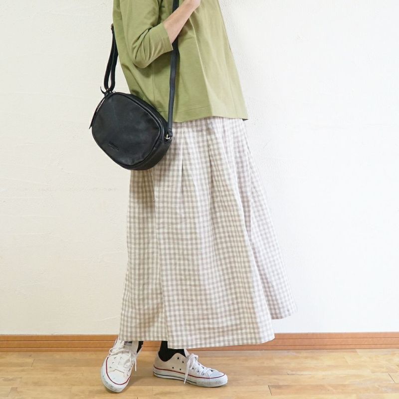 Branch m‘.,ブランチエム,ナチュラル,30代,40代,50代,60代,リネン,ゆったり,麻,スカート,リネンスカート,ギンガムチェック,チェックパンツ,タックスカート,