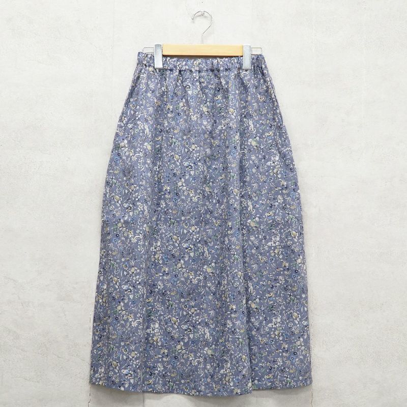 Branch m‘.,ブランチエム,ナチュラル,30代,40代,50代,60代,リネン,ゆったり,skirt,スカート,リネンスカート,タックスカート,花柄,花柄スカート,花柄プリント,