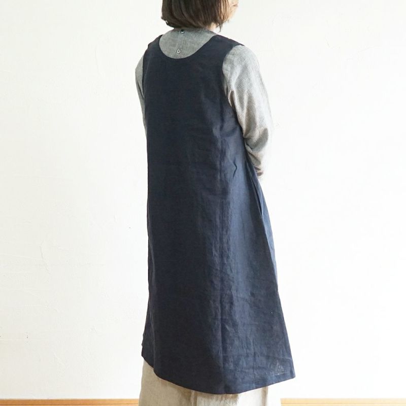 Branch m‘.,ブランチエム,ナチュラル,30代,40代,50代,60代,リネン,ゆったり,ワンピース,リネンワンピース,ノースリーブワンピース,Vネック,Vネックワンピース