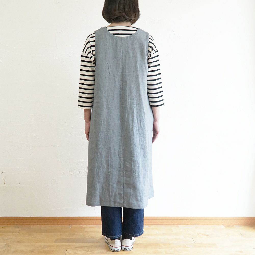 Branch m‘.,ブランチエム,ナチュラル,30代,40代,50代,60代,リネン,ゆったり,ワンピース,リネンワンピース,ノースリーブワンピース,Vネック,Vネックワンピース